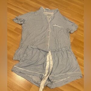 Victoria's Secret Striped Blue and White Pajama Set